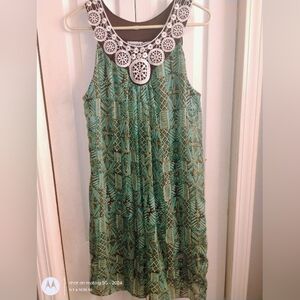 Another Thyme Chic Green Patterned  Dress